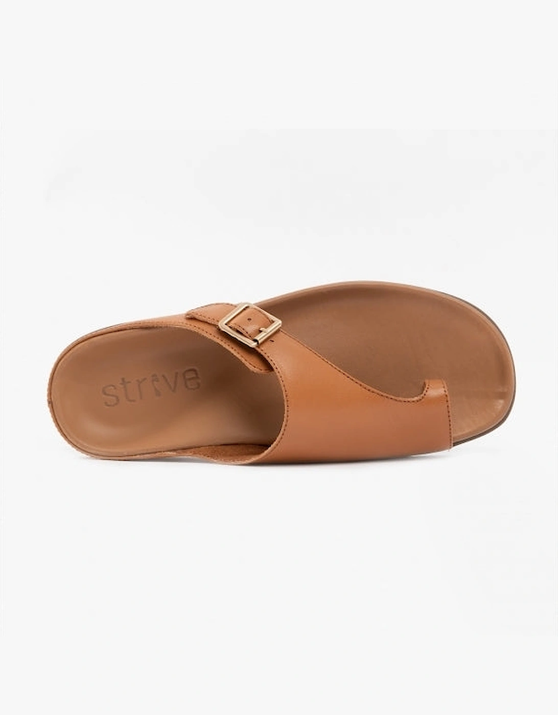 JAVA Womens Leather Toe Post Sandals Tan