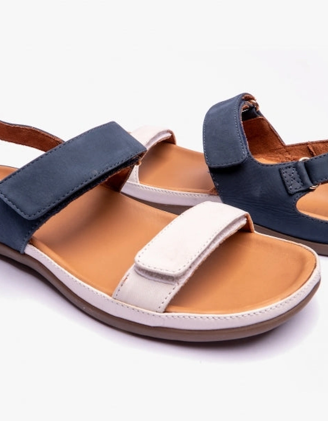 KONA Womens Touch Fasten Sandals Navy/Marshmallow