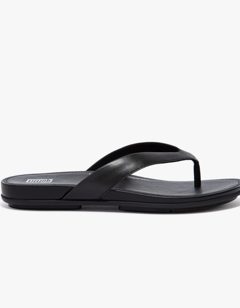 GRACIE LEATHER Womens Flip Flops All Black