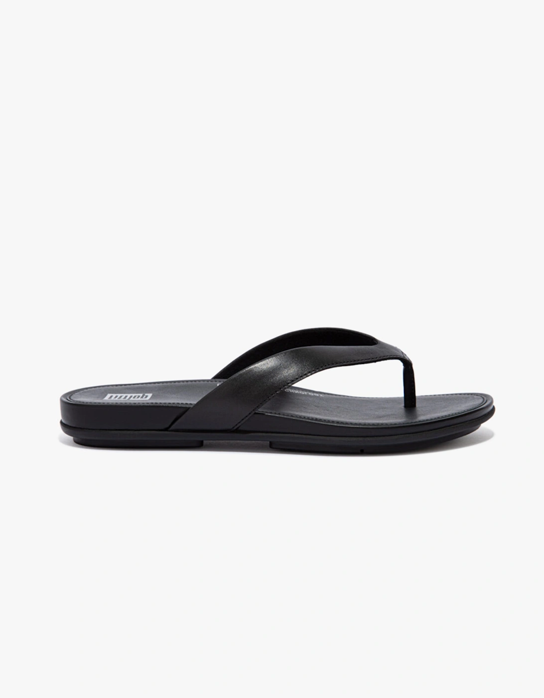 Women's FitFlop GRACIE LEATHER Womens Flip Flops All Black - Size: 3