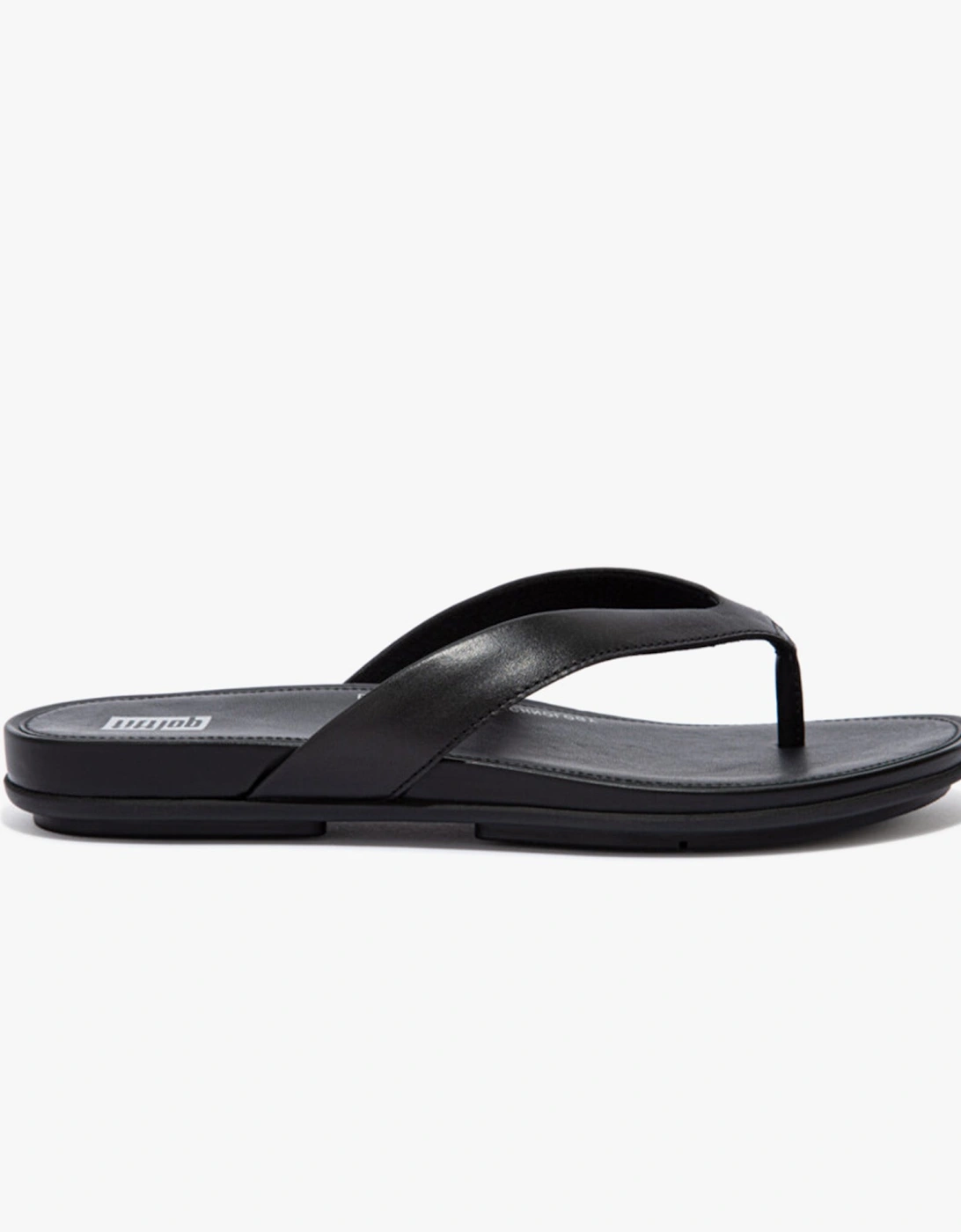 GRACIE LEATHER Womens Flip Flops All Black, 7 of 6