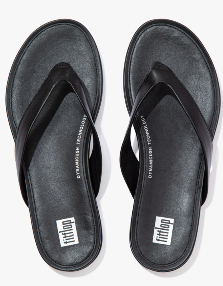 GRACIE LEATHER Womens Flip Flops All Black