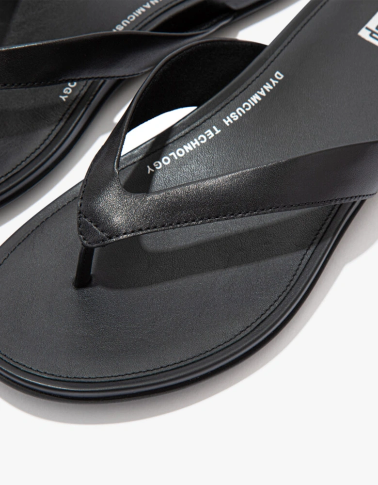 GRACIE LEATHER Womens Flip Flops All Black