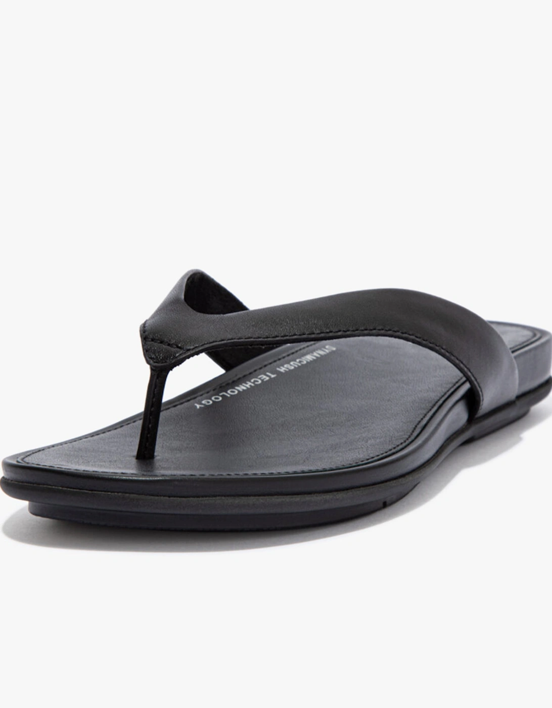 GRACIE LEATHER Womens Flip Flops All Black