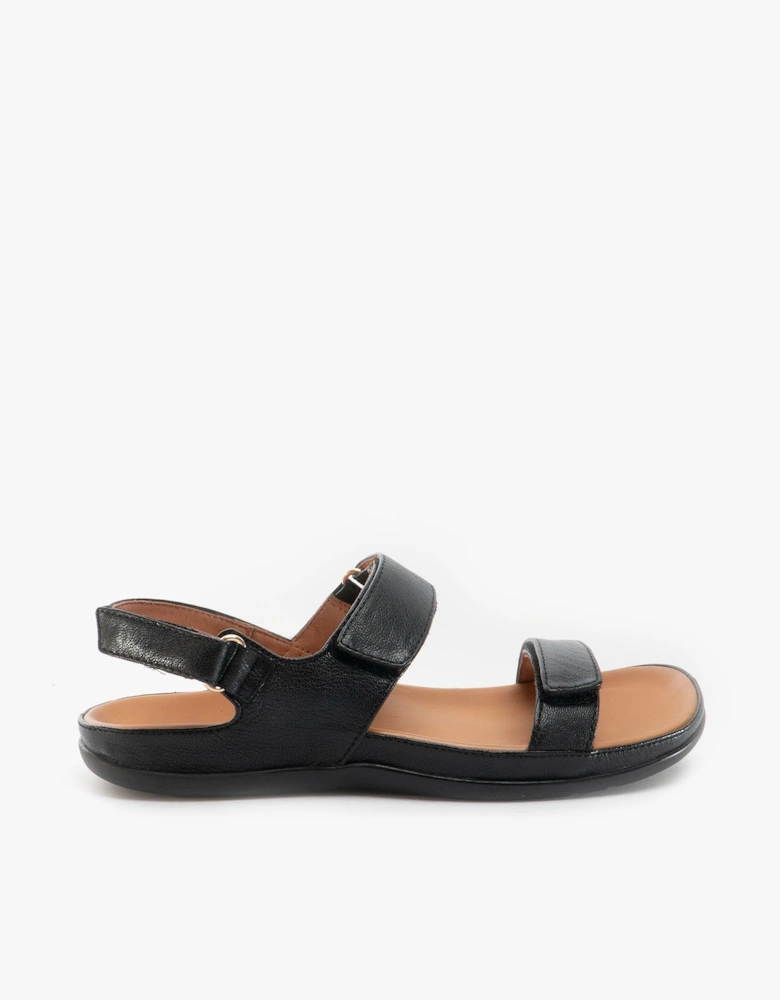 KONA Womens Leather Touch Fasten Sandals Black