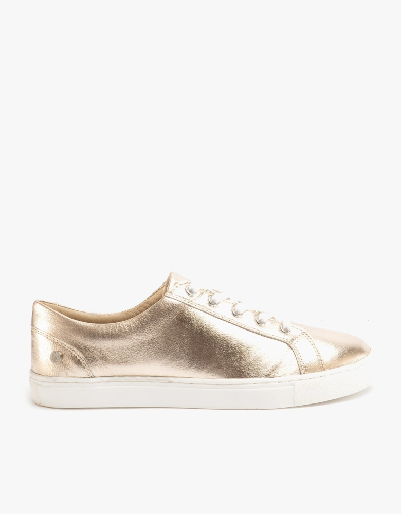 TESSA Womens Leather Casual Trainers Gold