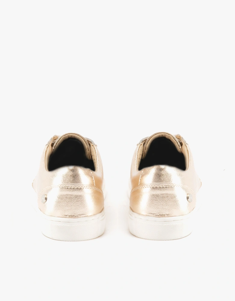 TESSA Womens Leather Casual Trainers Gold