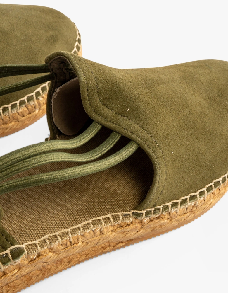 NURIA Womens Suede Espadrilles Khaki