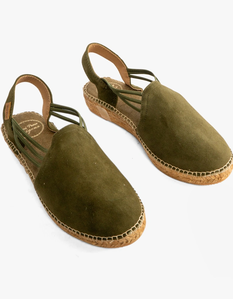 NURIA Womens Suede Espadrilles Khaki