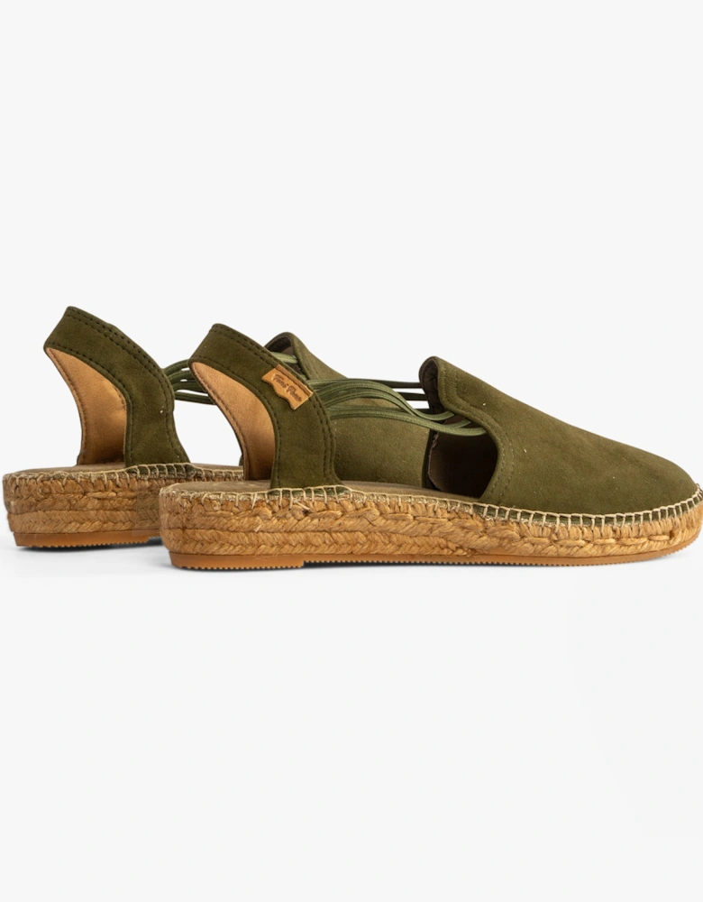 NURIA Womens Suede Espadrilles Khaki