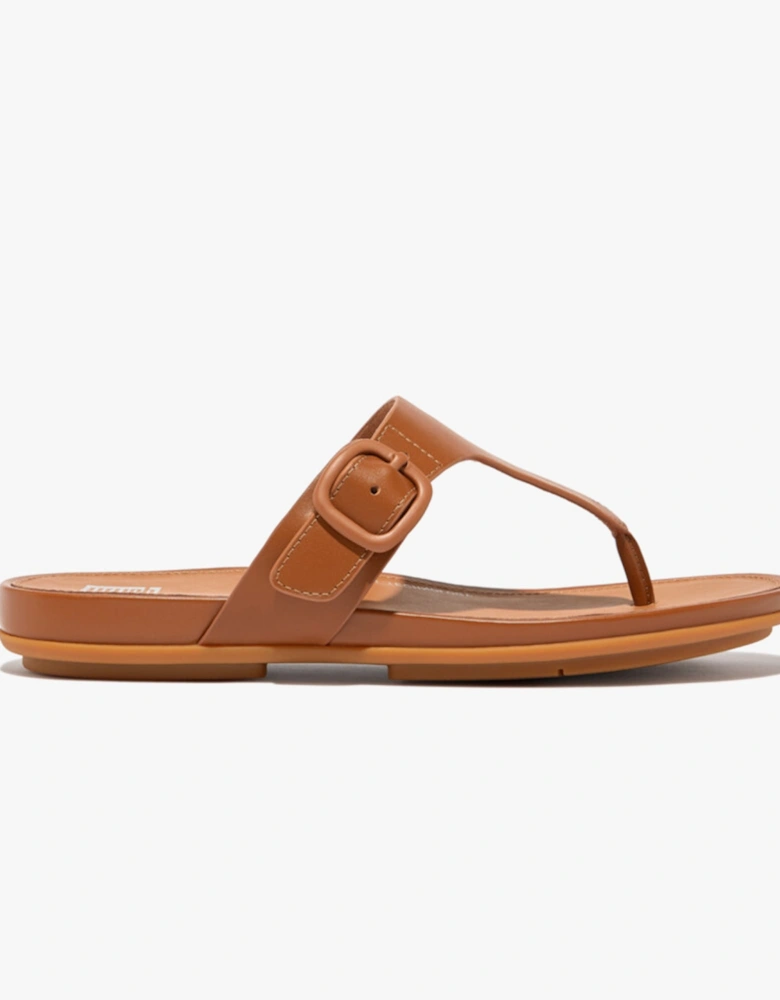 GRACIE RUBBER-BUCKLE LEATHER Womens Toe Post Light Tan