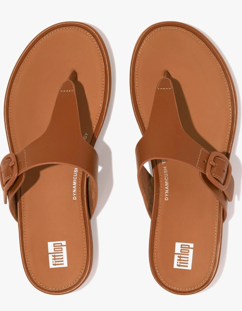 GRACIE RUBBER-BUCKLE LEATHER Womens Toe Post Light Tan