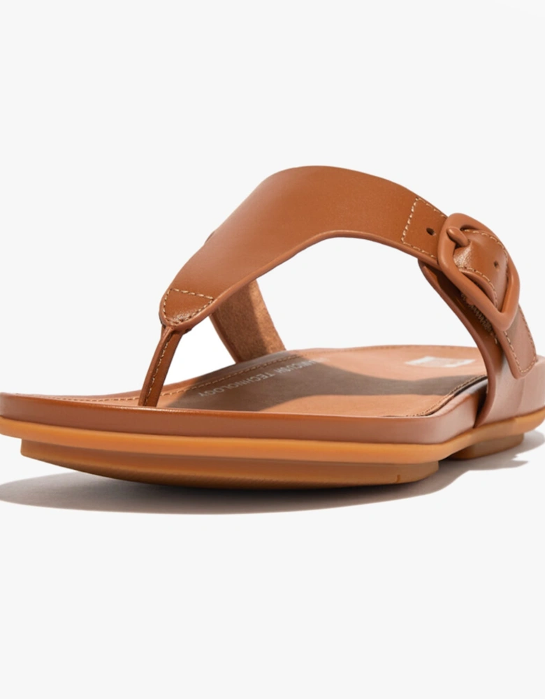 GRACIE RUBBER-BUCKLE LEATHER Womens Toe Post Light Tan