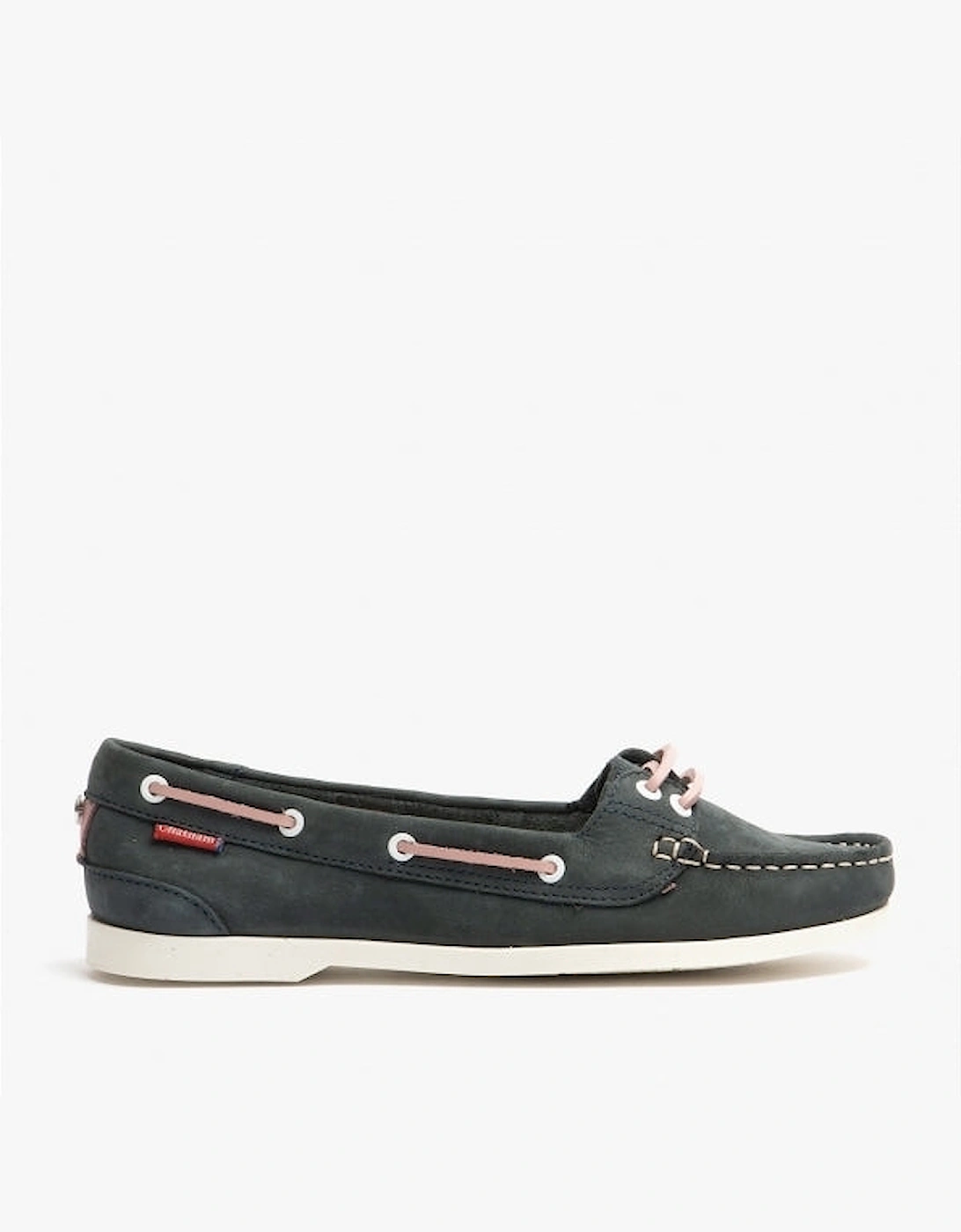 HARPER Womens Leather Boat Shoes Navy/Pink