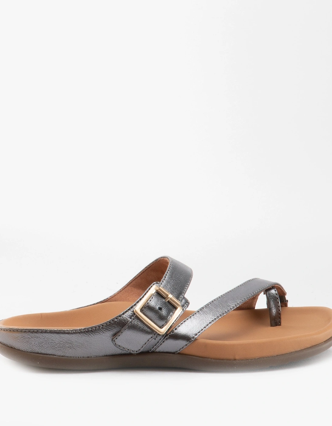 NUSA Womens Leather Toe Post Sandals Anthracite