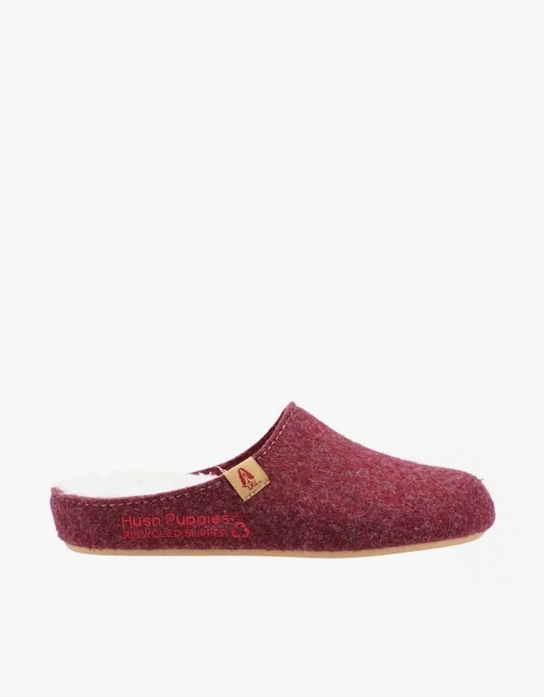 THE GOOD SLIPPER Womens Recycled Mule Slippers Dark Red