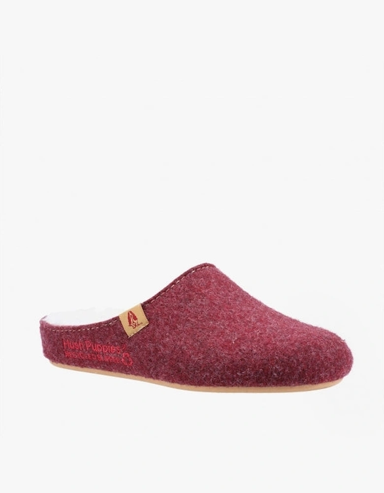 THE GOOD SLIPPER Womens Recycled Mule Slippers Dark Red