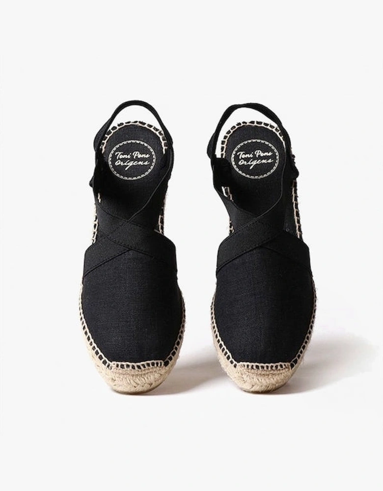 TER Womens Vegan Wedge Espadrilles Black