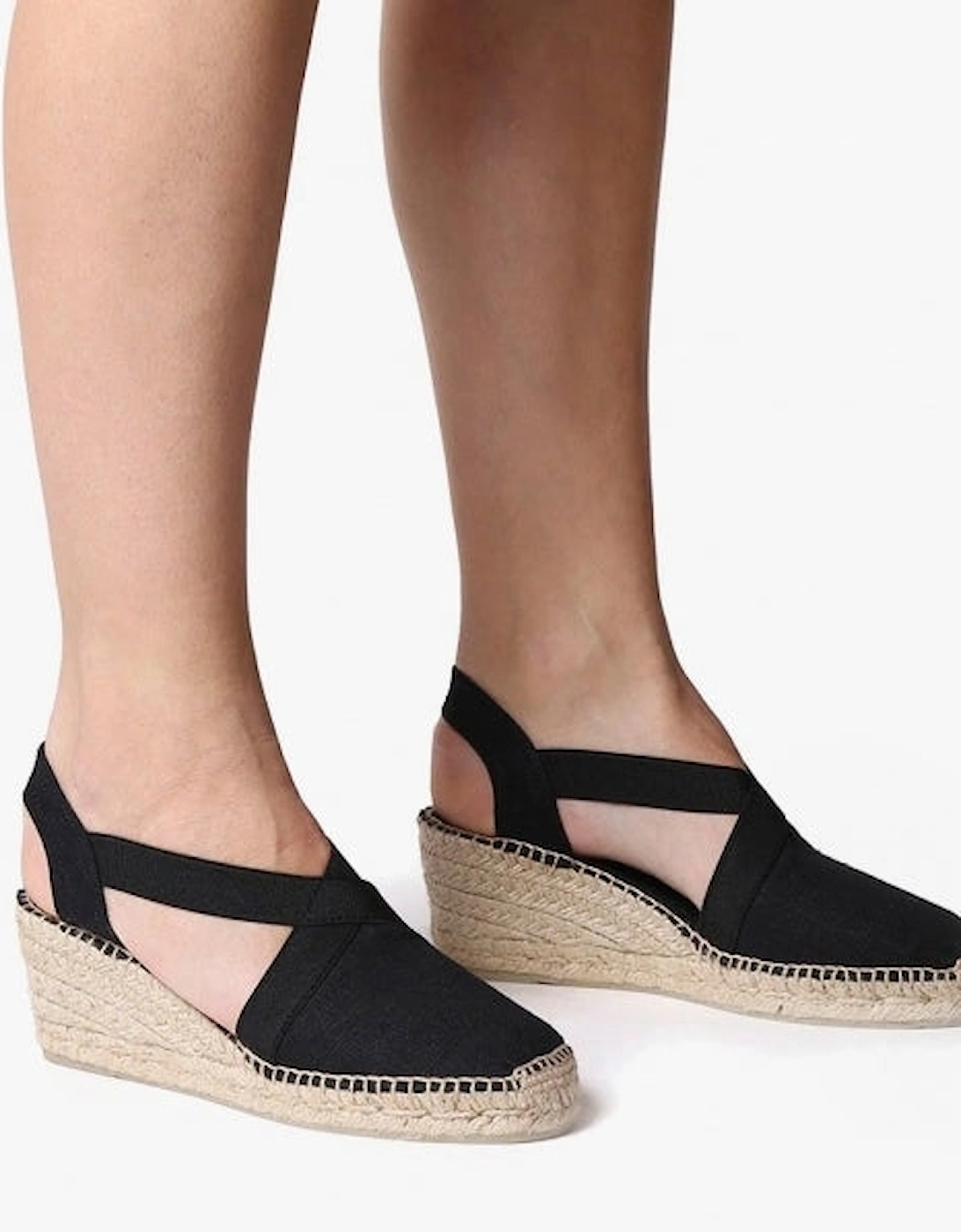 TER Womens Vegan Wedge Espadrilles Black