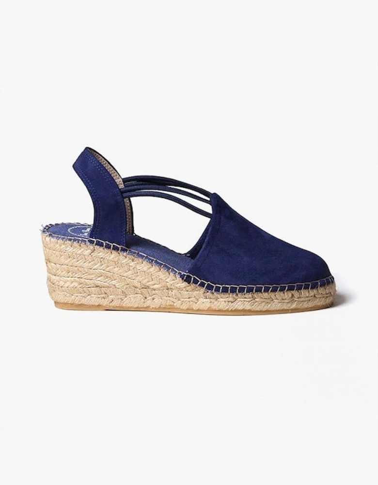 TREMP Womens Suede Wedge Espadrilles Navy