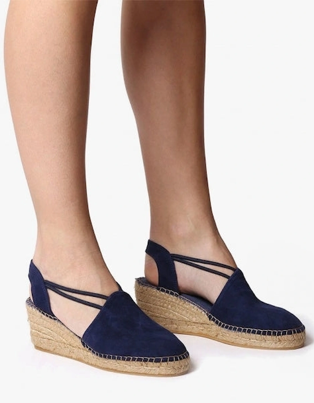 TREMP Womens Suede Wedge Espadrilles Navy