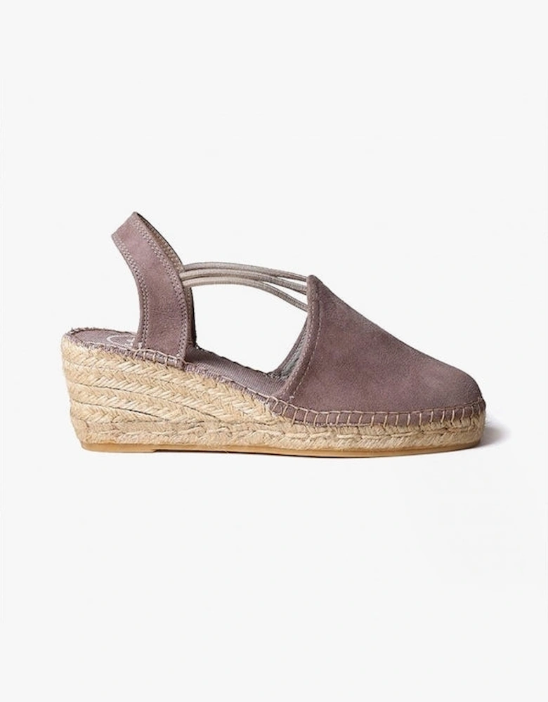 TREMP Womens Suede Wedge Espadrilles Taupe