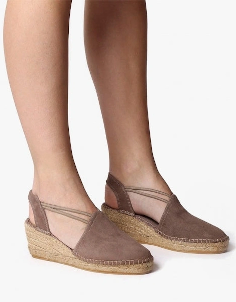 TREMP Womens Suede Wedge Espadrilles Taupe