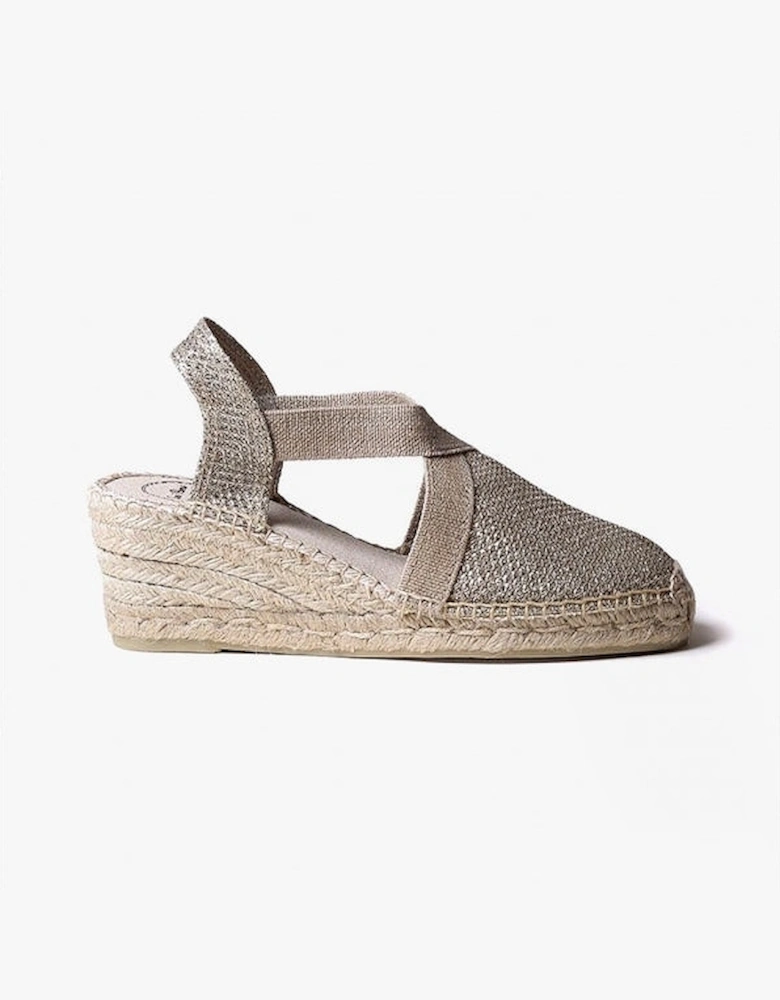 TRITON Womens Vegan Wedge Espadrilles Platinum