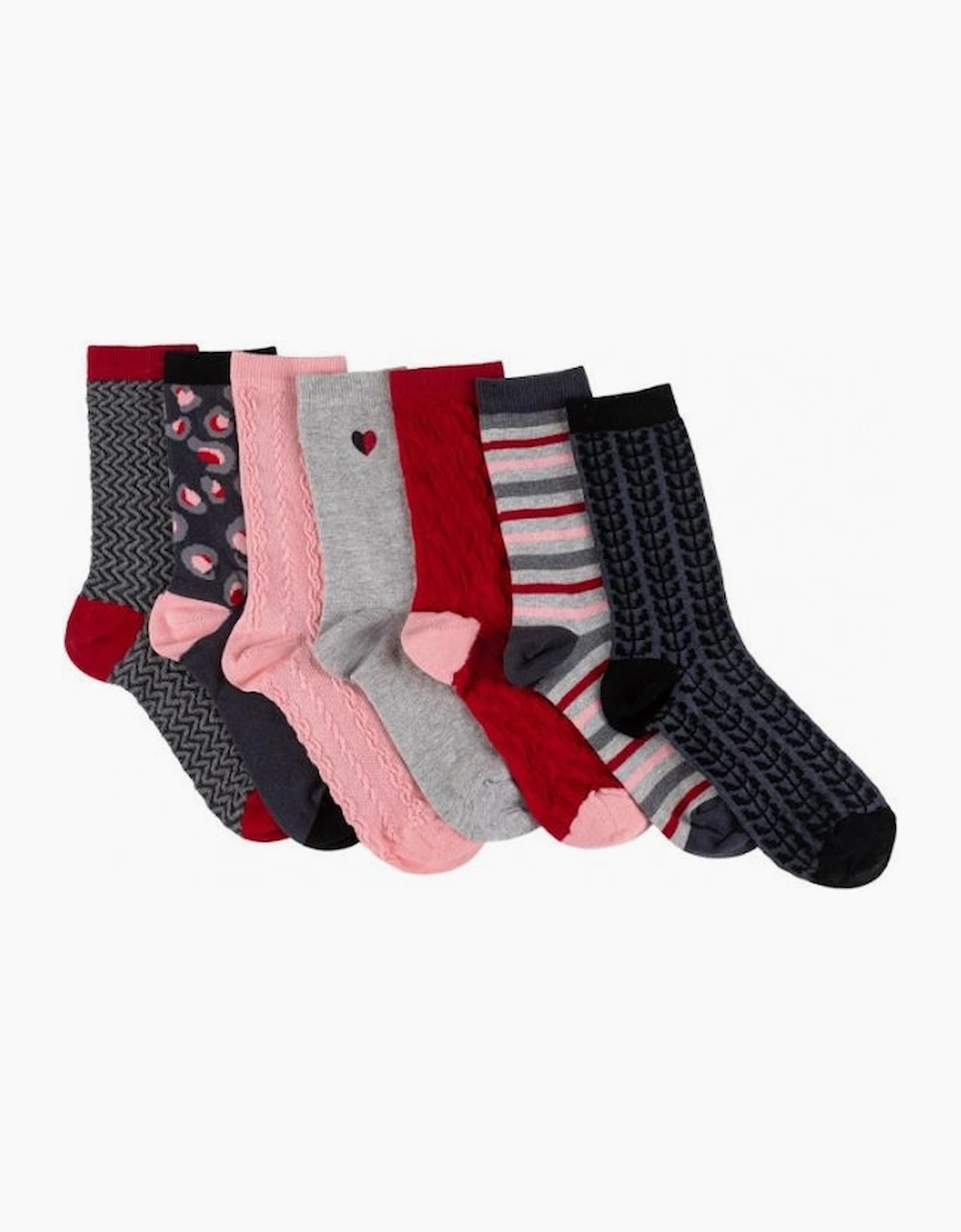 Totes Women's Totes Isotoner 7 PACK DAYS OF THE WEEK Womens Socks Multi: One Size - Black