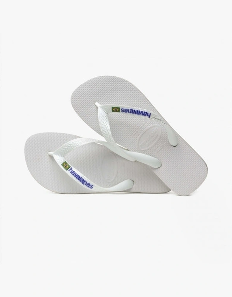 HAV BRASIL LOGO Mens Flip Flops White