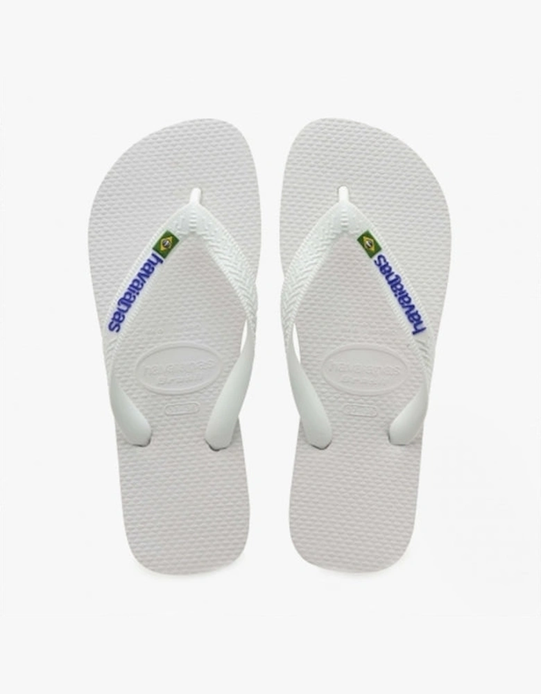 HAV BRASIL LOGO Mens Flip Flops White