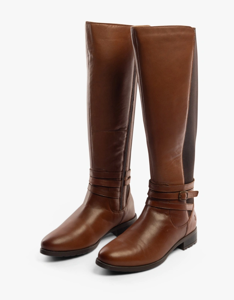 VANESSA Womens Leather Tall Boots Tan