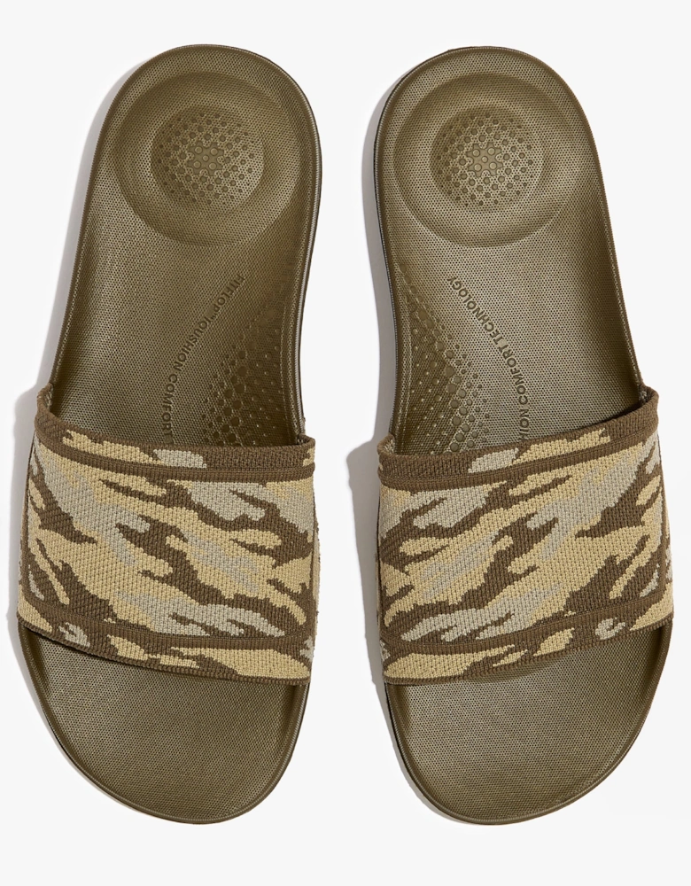 iQUSHION e01 CAMO KNIT POOL Mens Slides Mossy