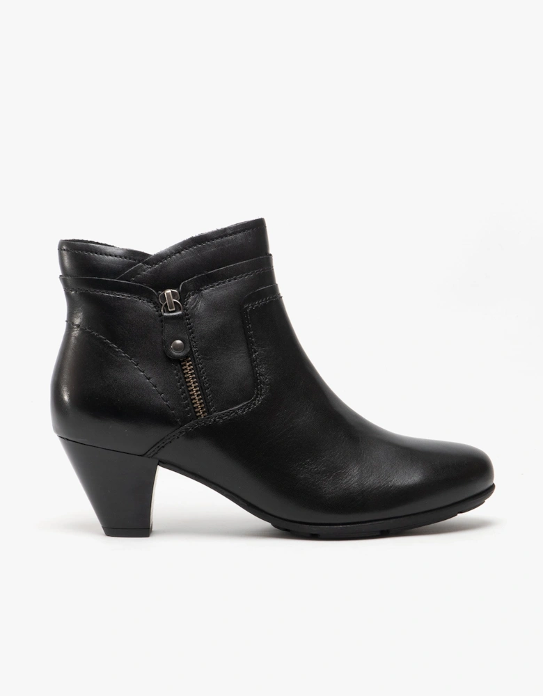 CLEO Womens Leather Side Zip Ankle Boots Black