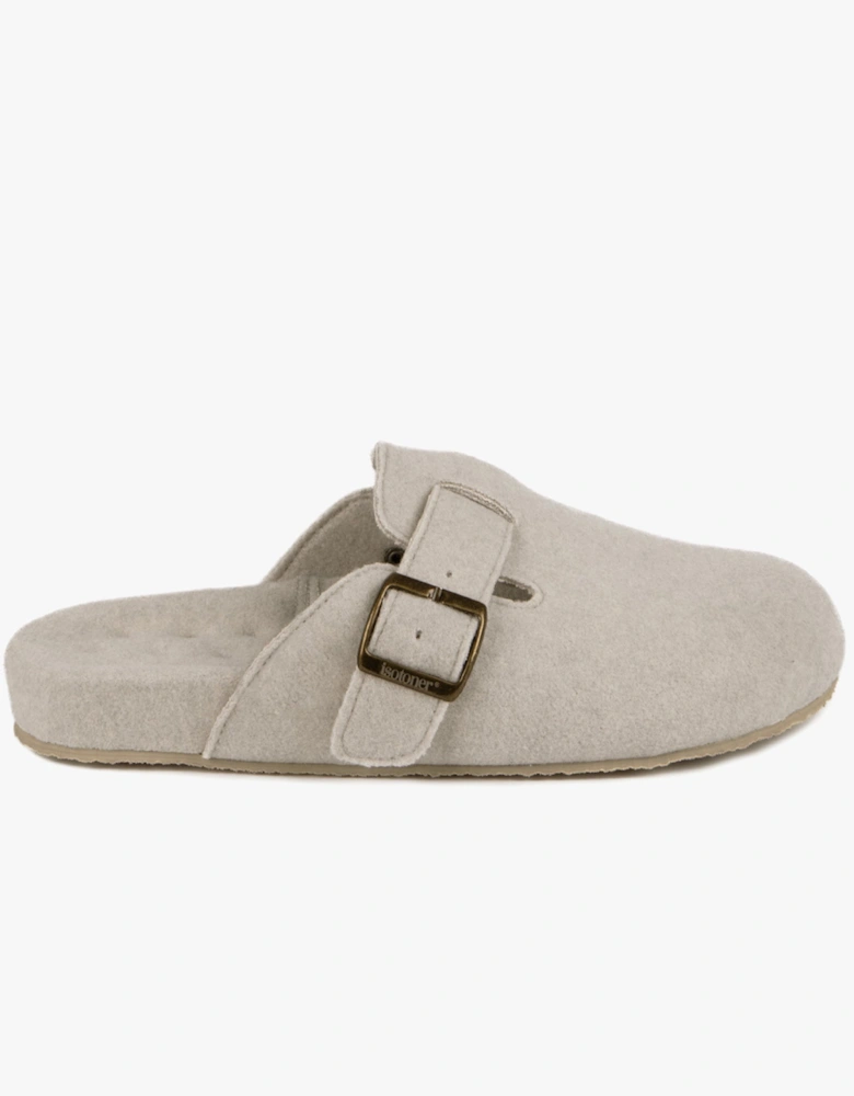 Isotoner FELT CLOG Womens Clog Mule Slippers Oatmeal