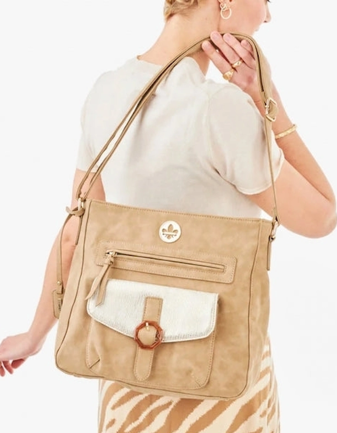 H1362-62 Womens Handbag Beige