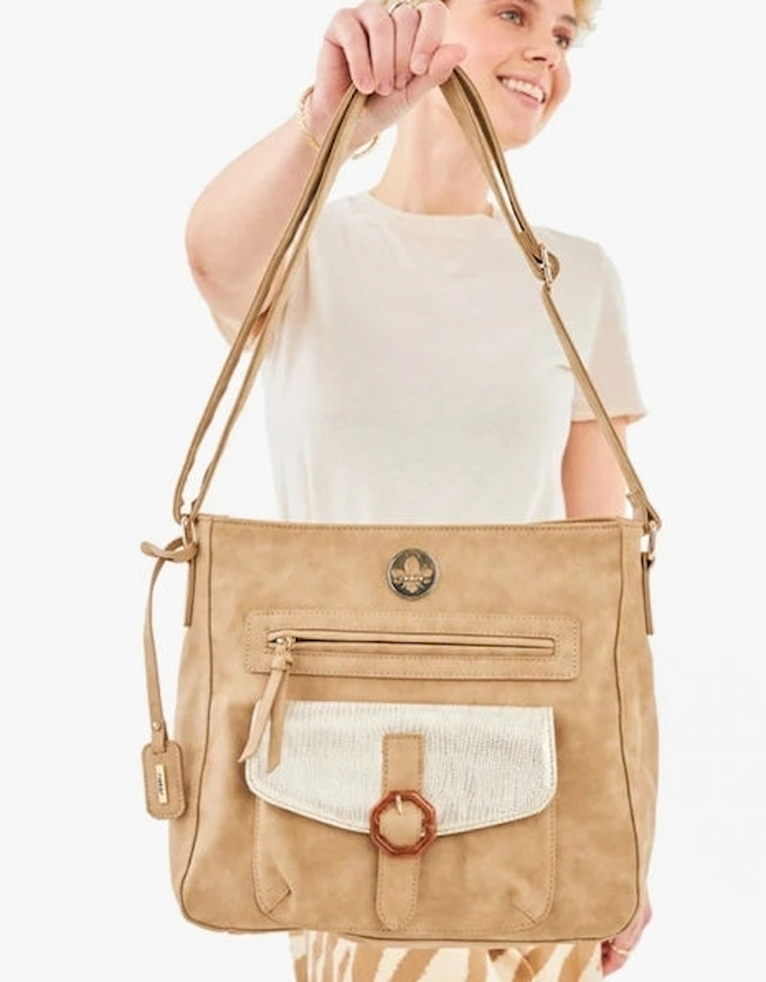 H1362-62 Womens Handbag Beige