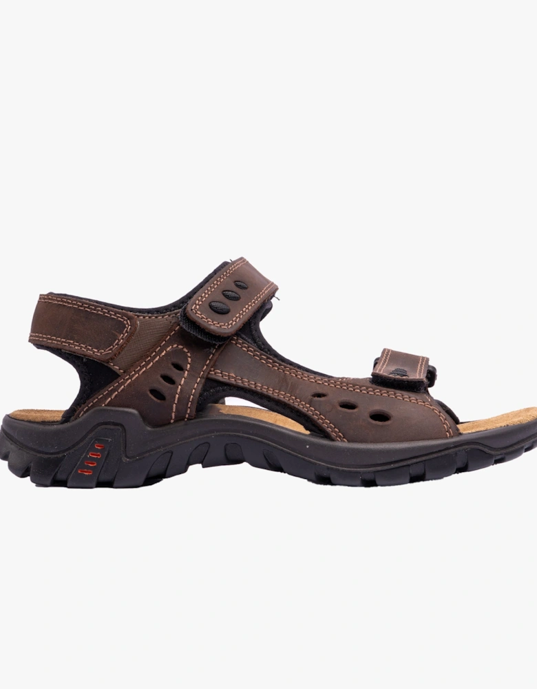 LUCAS Mens Leather Padded Sports Sandals Brown