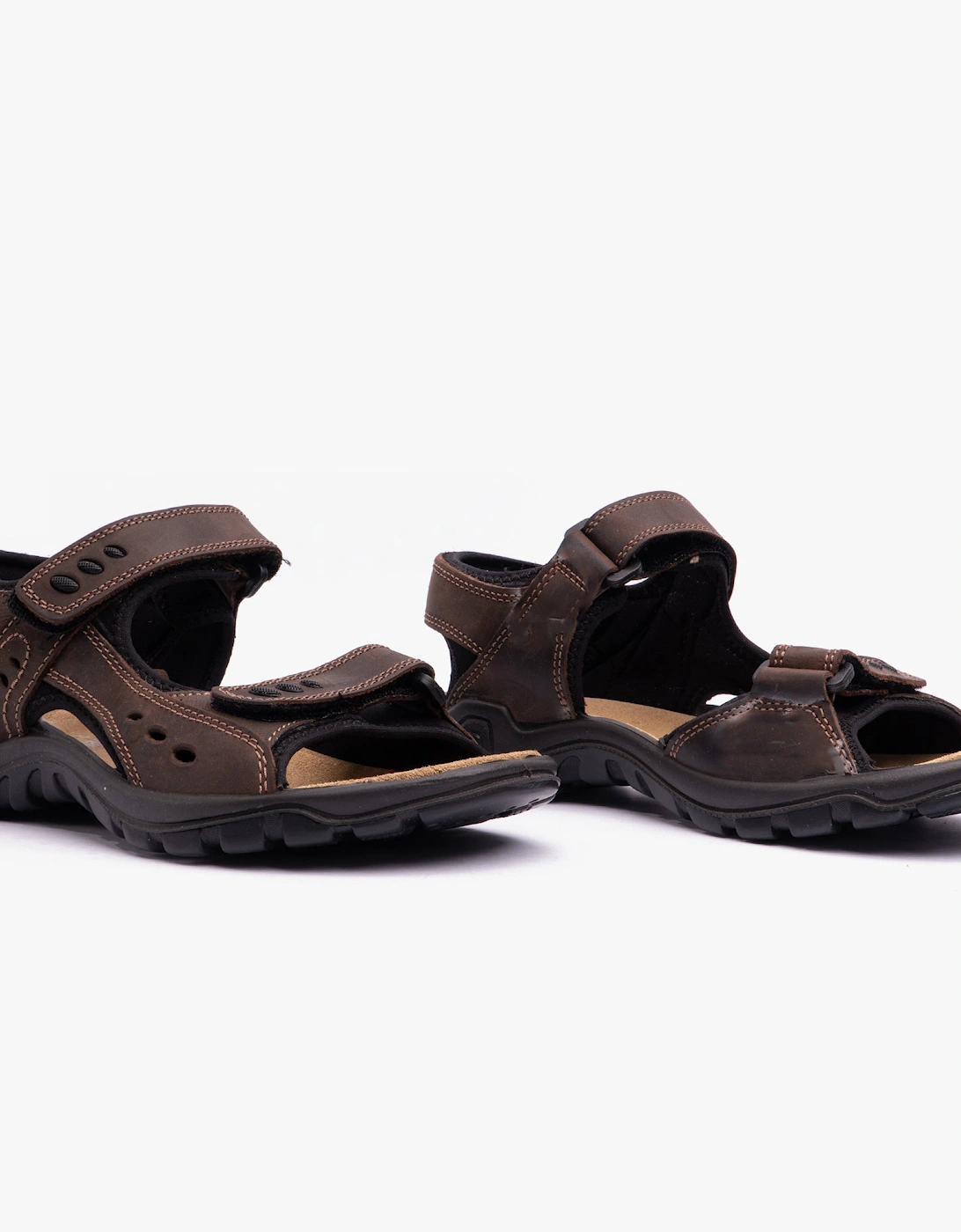 LUCAS Mens Leather Padded Sports Sandals Brown