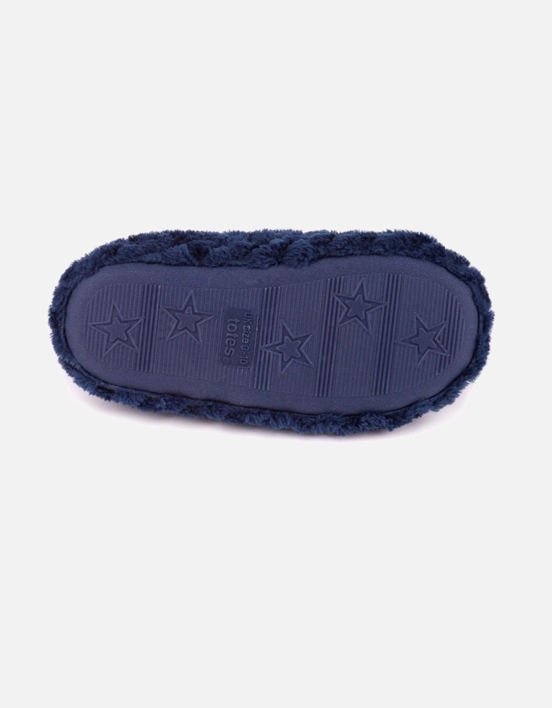 Isotoner NAVY FLEECE Boys Back Slippers Navy