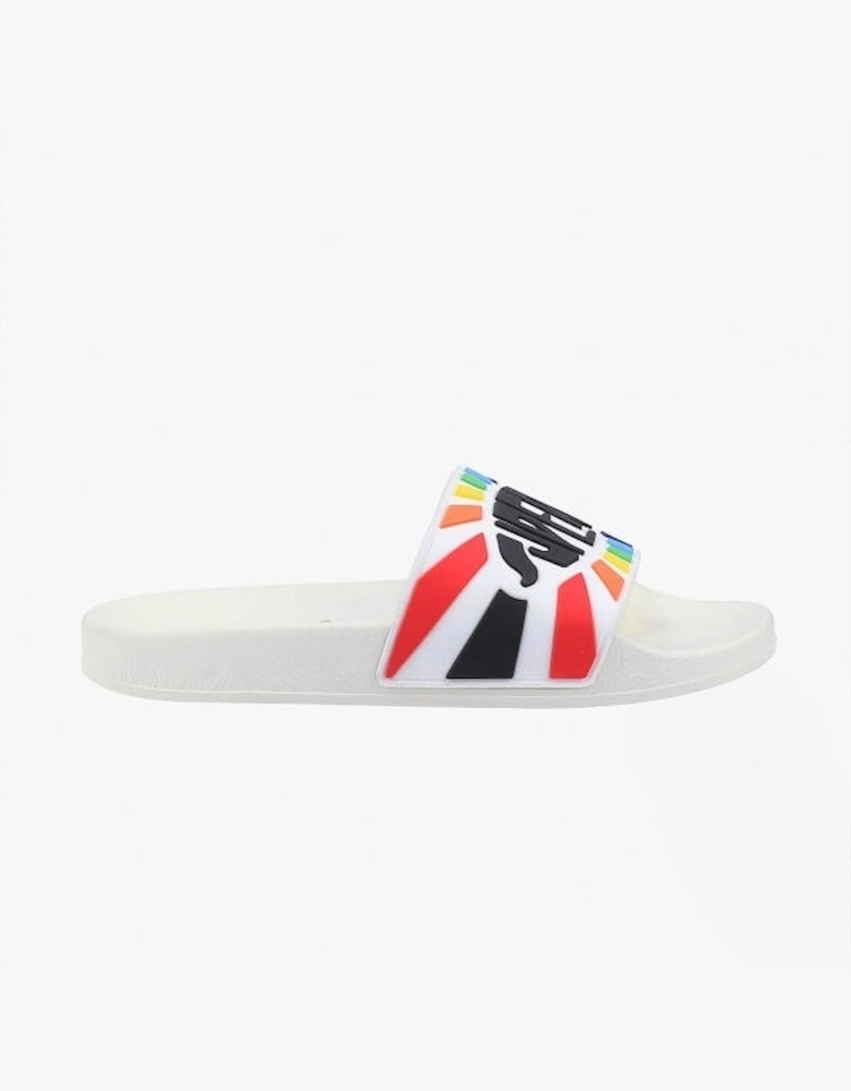 MULTICOLOUR LOGO Womens Slides White/Multicolour