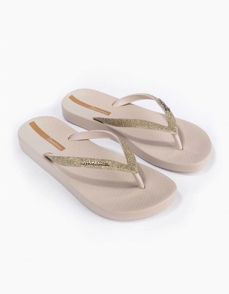 ANAROMIC LOLITA GLITTER Womens Vegan Flip-Flops Ivory