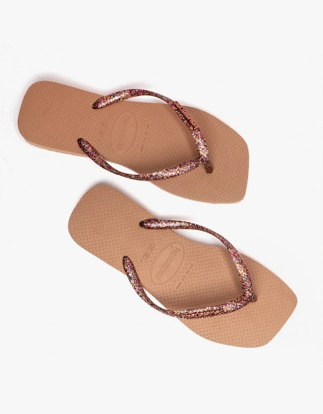 Havaianas Women's Pink Hav Square Logo Metallic Flip-Flops Rose Gold - - : 6/6.5/7/7.5 Uk Size 6-7