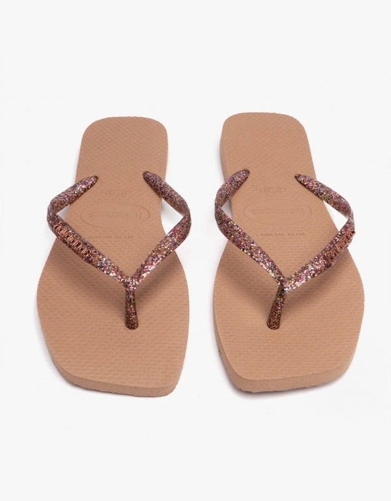 HAV SQUARE LOGO METALLIC Womens Flip-Flops Rose Gold