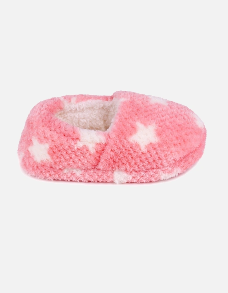 Isotoner PINK STAR Kids Back Slippers Pink