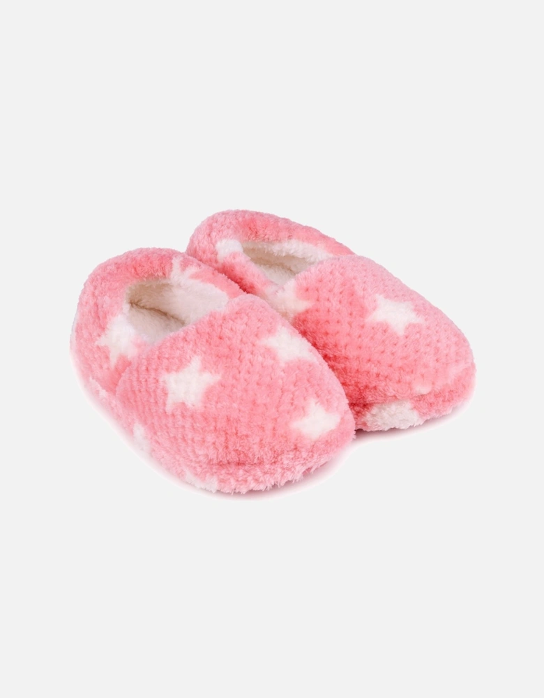 Isotoner PINK STAR Kids Back Slippers Pink