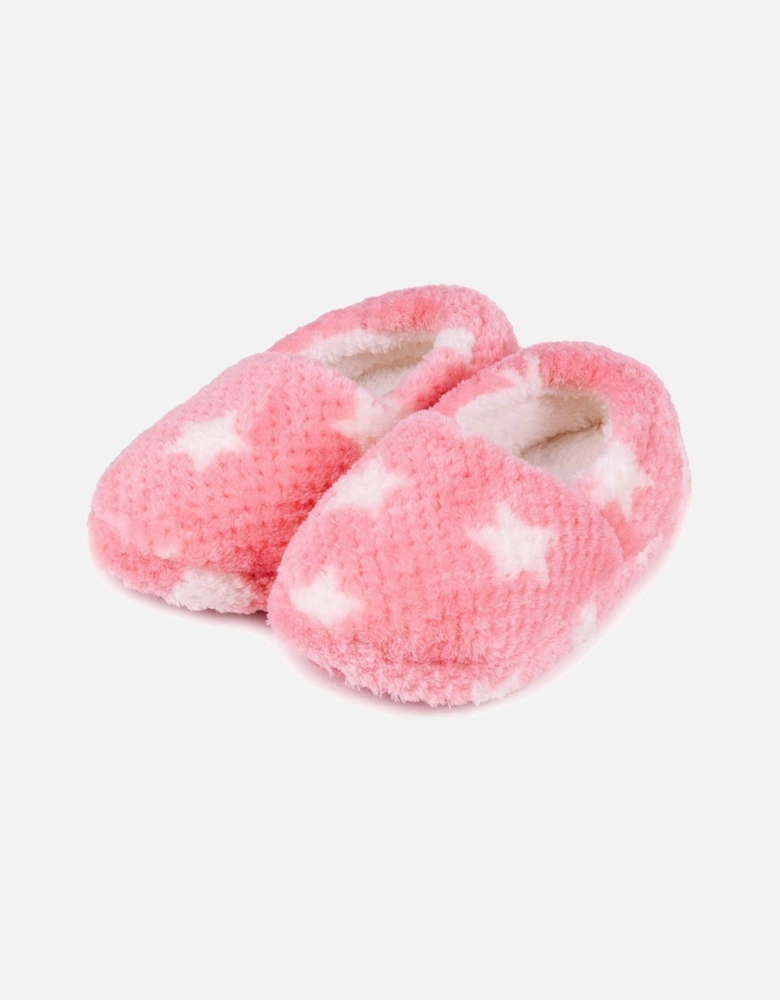 Isotoner PINK STAR Kids Back Slippers Pink