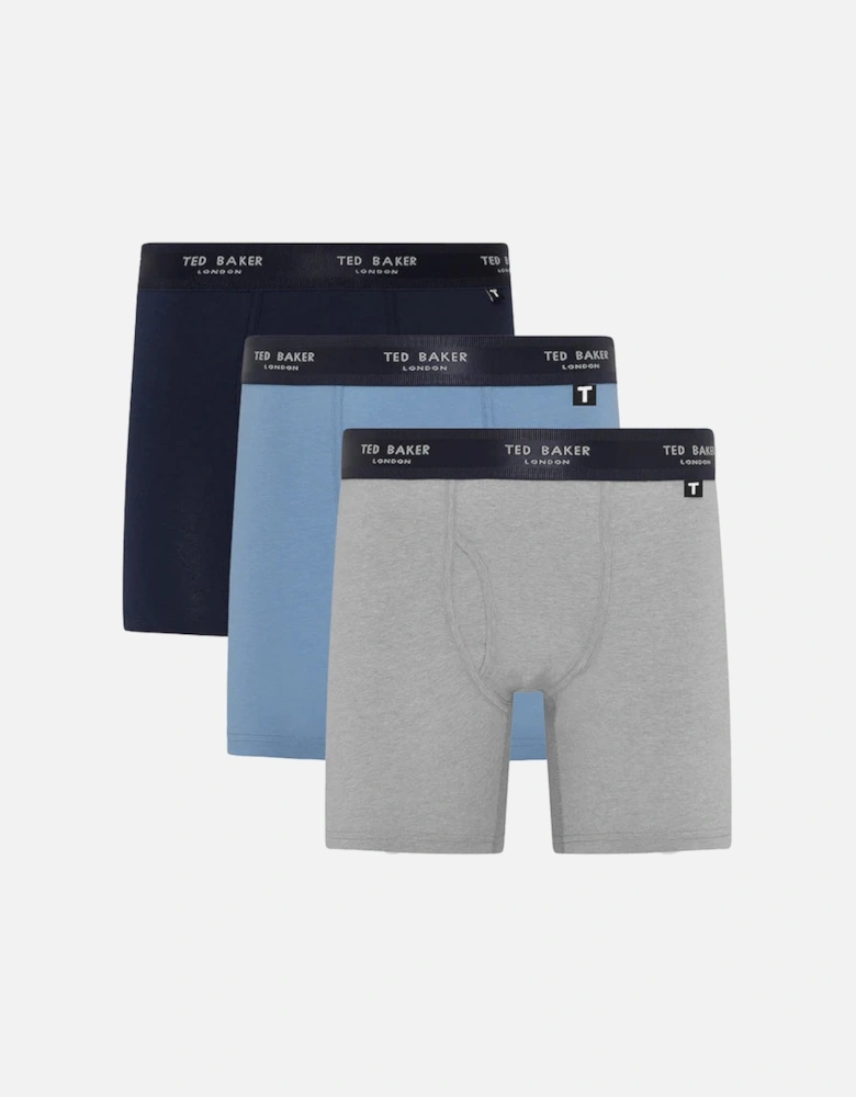 3-Pack Cotton Boxer Briefs Mens Black/White/Grey