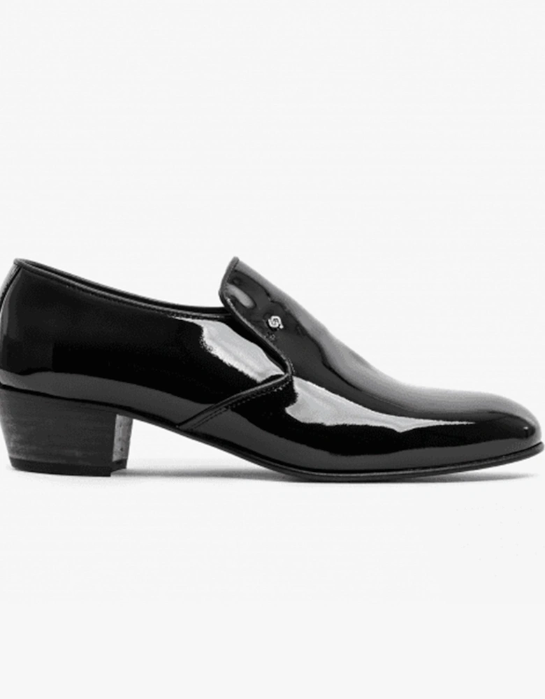 BILBAO Mens Patent Leather Plain Cuban Heel Shoes Black