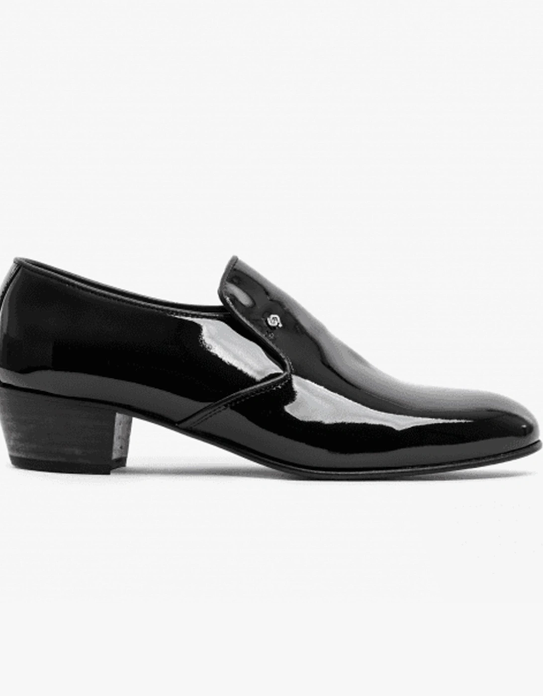 BILBAO Mens Patent Leather Plain Cuban Heel Shoes Black